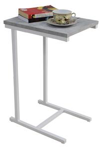 Minimalistyczny stolik pomocniczy biały + beton - Elys 5X