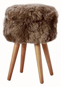 Stołek z ciemnobrązowym siedziskiem z owczej skóry Native Natural, ⌀ 30 cm