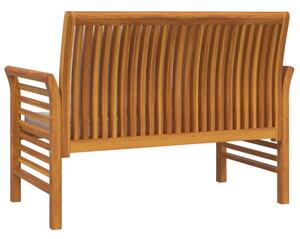 Drewniana ławka z szarymi poduszkami - Ryzero