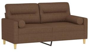 Sofa 2-osobowa z poduszkami, brÄ zowa, 140 cm, tkanina