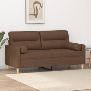 Sofa 2-osobowa z poduszkami, brÄ zowa, 140 cm, tkanina