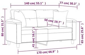 Sofa 2-osobowa z poduszkami, ciemnoszara, 140 cm, mikrofibra