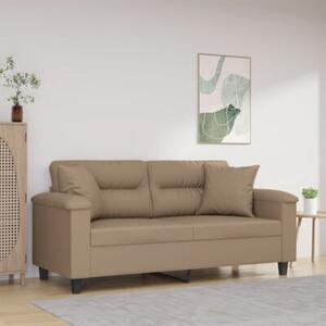 Sofa 2-osobowa z poduszkami, cappuccino, 140 cm, sztuczna skÃ³ra
