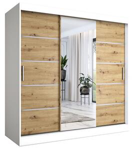 Szafa przesuwna 200 cm biały + dąb artisan B1-D19