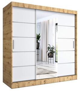 Szafa Przesuwna Biały 200 Cm Dąb Artisan + K3-R96