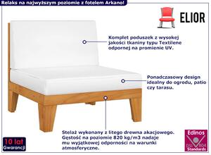 Drewniany fotel ogrodowy z kremowymi poduszkami - Arkano 4X