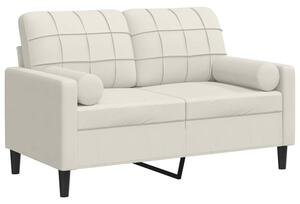 Sofa 2-osobowa z poduszkami, kremowa, 120 cm, aksamit