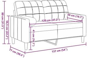 Sofa 2-osobowa z poduszkami, kremowa, 120 cm, aksamit