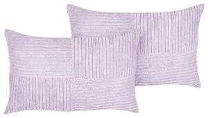 Zestaw 2 nowoczesnych poduszek dekoracyjnych ozdoby sztruksowe 47 x 27 cm fioletowe Millet Beliani