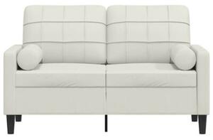 Sofa 2-osobowa z poduszkami, kremowa, 120 cm, aksamit