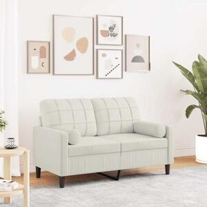 Sofa 2-osobowa z poduszkami, kremowa, 120 cm, aksamit