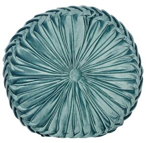 Poduszka ozdobna dekoracyjna okrągła plisowana 40 cm lazurowa Udala Beliani