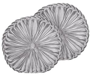 Zestaw 2 poduszek ozdobnych dekoracyjne okrągłe plisowane 40 cm szare Udala Beliani