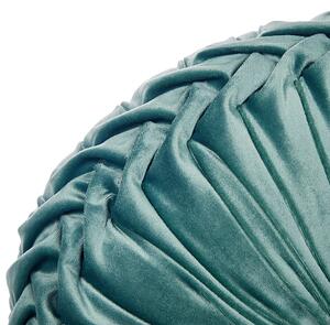 Poduszka ozdobna dekoracyjna okrągła plisowana 40 cm lazurowa Udala Beliani