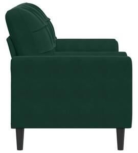 Sofa 2-osobowa z poduszkami, ciemnozielona, 140 cm, aksamit