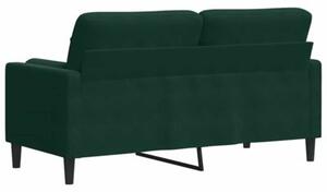 Sofa 2-osobowa z poduszkami, ciemnozielona, 140 cm, aksamit