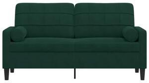 Sofa 2-osobowa z poduszkami, ciemnozielona, 140 cm, aksamit