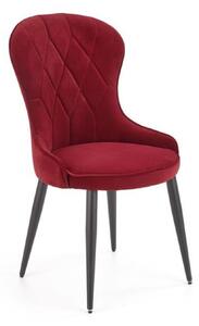 Krzesło do jadalni K366 - tapicerowane, glamour, welwetowe, bordowe