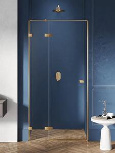 New Trendy Avexa Gold Brushed drzwi prysznicowe 120 cm wnękowe lewe złoty szczotkowany/szkło przezroczyste EXK-1722