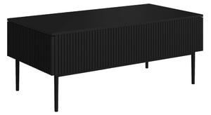 Stolik kawowy Nicole 120 cm z szufladami i metalowymi nogami - czarny mat / czarne nóżki