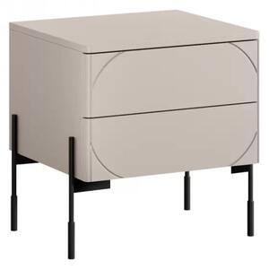 Szafka nocna z dwoma szufladami Sonatia na metalowych nogach 45 cm - kaszmir