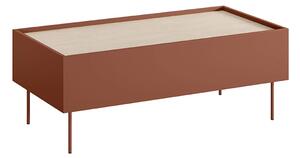 Stolik kawowy Desin 120 cm z szufladami - ceramic red / dąb nagano
