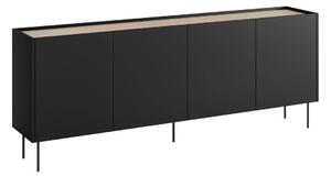 Komoda Desin 220 cm czterodrzwiowa - czarny mat / dąb nagano