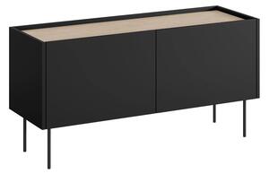 Szafka RTV Desin 120 cm z metalowymi nogami - czarny mat / dąb nagano