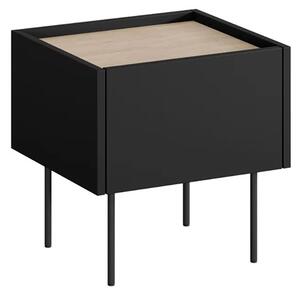 Szafka nocna Desin z szufladą 45 cm - czarny mat / dąb nagano