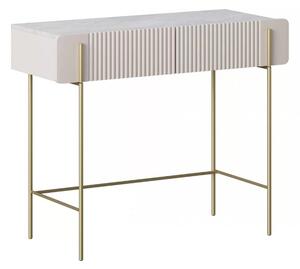 Toaletka Malmi 100 cm z szufladami - kaszmir / crema bianca / złote nóżki