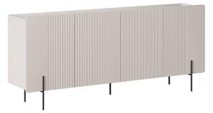 Komoda Malmi 200 cm czterodrzwiowa - kaszmir / crema bianca / czarne nóżki