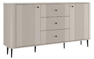 Komoda Vesper 160 cm z szufladami na nóżkach - kaszmir / czarne nogi