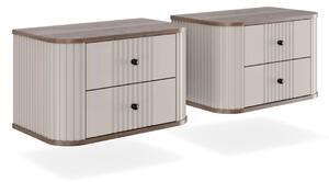 Zestaw szafek nocnych wiszących Vesper 56 cm - kaszmir / orzech / czarne uchwyty