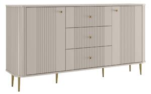 Komoda Vesper 160 cm z szufladami na nóżkach - kaszmir / złote nogi