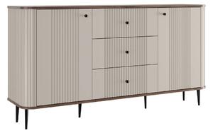 Komoda Vesper 160 cm z szufladami na nóżkach - kaszmir / orzech / czarne nogi