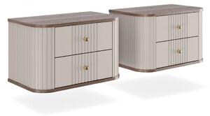 Zestaw szafek nocnych wiszących Vesper 56 cm - kaszmir / orzech / złote uchwyty