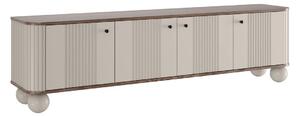 Szafka RTV Vesper 4D 187 cm - kaszmir / orzech / czarne uchwyty / nogi kule