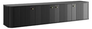 Szafka RTV wisząca Vesper 4D 187 cm - czarny / złote uchwyty