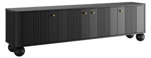 Szafka RTV Vesper 4D 187 cm - czarny / złote uchwyty / nogi kule