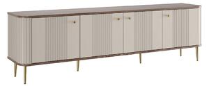 Szafka RTV Vesper 4D 187 cm - kaszmir / orzech / złote nogi