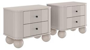 Zestaw szafek nocnych Vesper 56 cm - kaszmir / czarne uchwyty / nogi kule