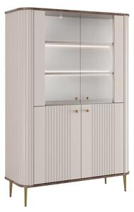 Witryna Vesper 103 cm czterodrzwiowa - kaszmir / orzech / złote nogi