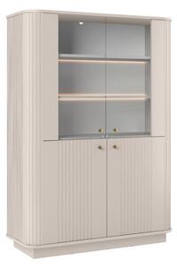 Witryna Vesper 103 cm czterodrzwiowa na cokole - kaszmir / złote uchwyty
