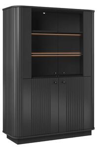 Witryna Vesper 103 cm czterodrzwiowa na cokole - czarny / czarne uchwyty