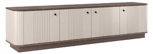 Szafka RTV Vesper 4D 187 cm na cokole - kaszmir / orzech / czarne uchwyty