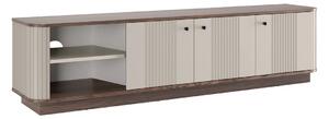 Szafka RTV Vesper 3D 187 cm na cokole - kaszmir / orzech / czarne uchwyty