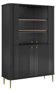 Witryna Vesper 103 cm czterodrzwiowa - czarny / złote nogi