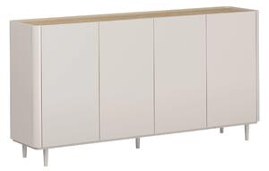 Komoda Elivo 200 cm czterodrzwiowa na nóżkach - kaszmir / dąb olejowany