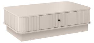 Stolik kawowy Vesper 103x60 cm z szufladą na cokole - kaszmir / czarny uchwyt