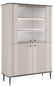 Witryna Vesper 103 cm czterodrzwiowa - kaszmir / orzech / czarne nogi